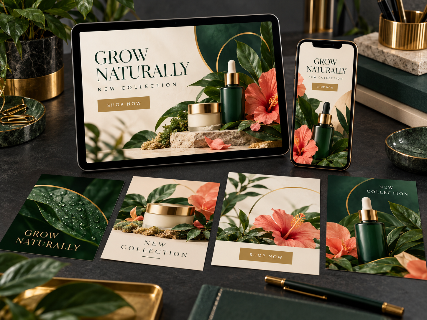 Botanical wellness social media campaign mockup
