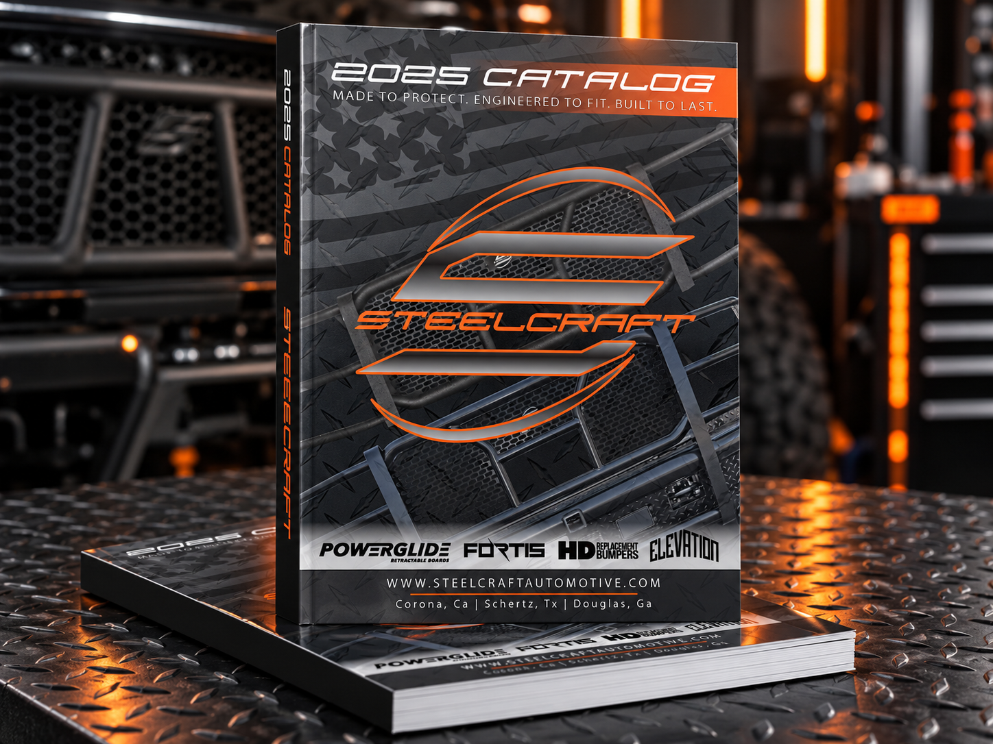SteelCraft automotive product catalog mockup